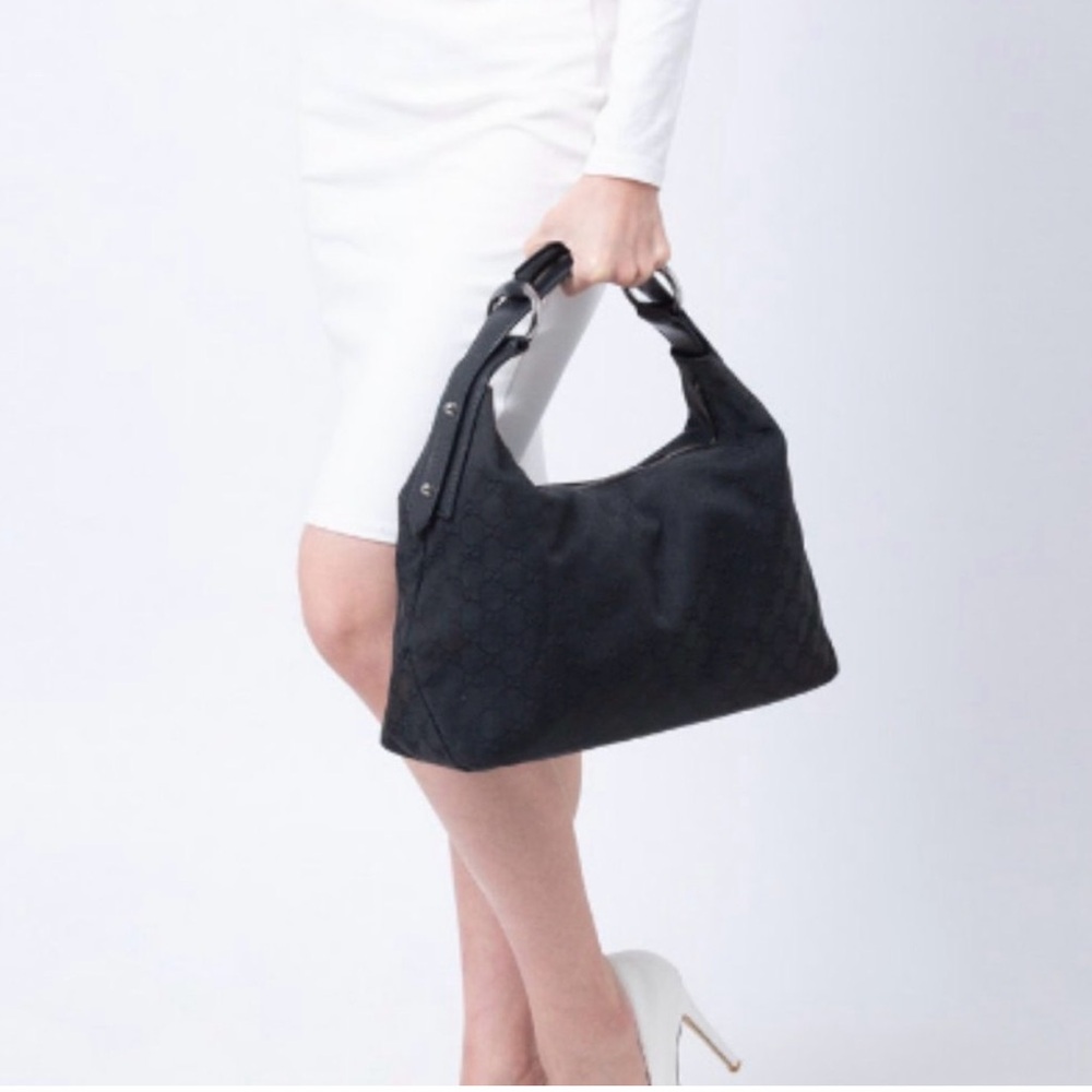 Gucci Black GG Canvas Horsebit Bag